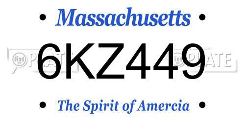 6KZ449 Massachusetts License Plate