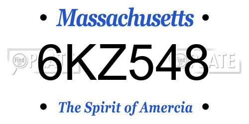 6KZ548 Massachusetts License Plate