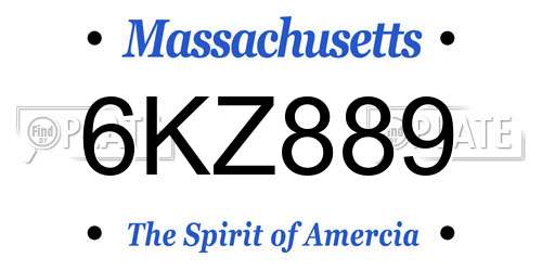 6KZ889 Massachusetts License Plate