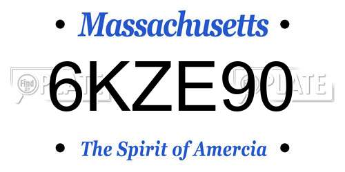6KZE90 Massachusetts License Plate