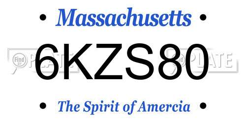 6KZS80 Massachusetts License Plate