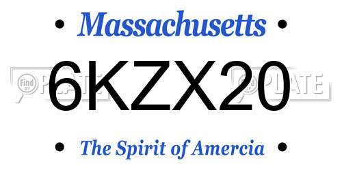 6KZX20 Massachusetts License Plate