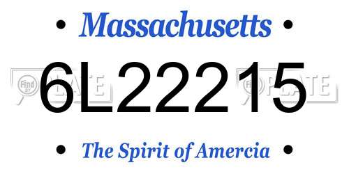 6L22215 Massachusetts License Plate