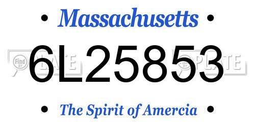 6L25853 Massachusetts License Plate