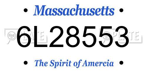 6L28553 Massachusetts License Plate