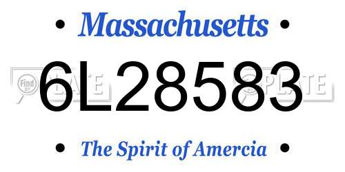 6L28583 Massachusetts License Plate