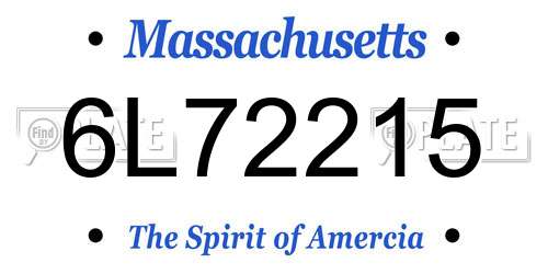 6L72215 Massachusetts License Plate