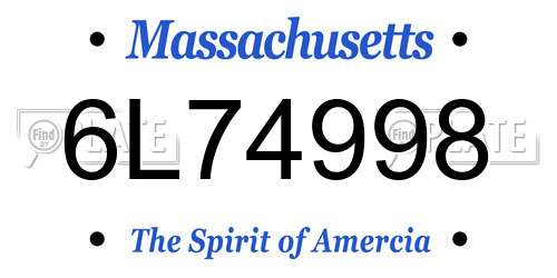 6L74998 Massachusetts License Plate