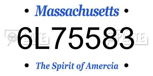6L75583 Massachusetts License Plate
