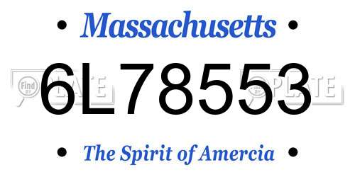 6L78553 Massachusetts License Plate