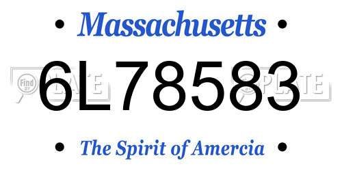 6L78583 Massachusetts License Plate