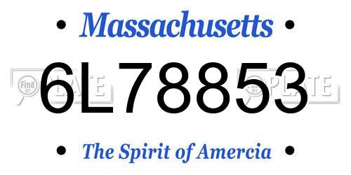 6L78853 Massachusetts License Plate
