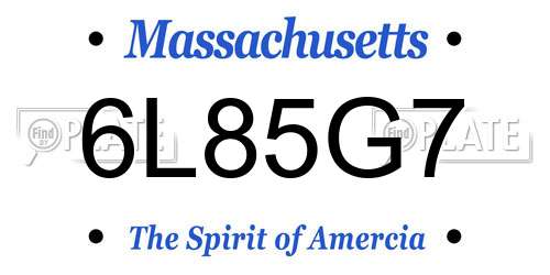 6L85G7 Massachusetts License Plate
