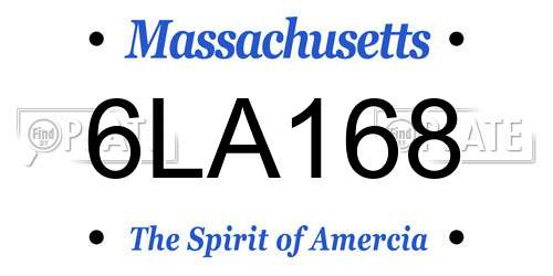 6LA168 Massachusetts License Plate