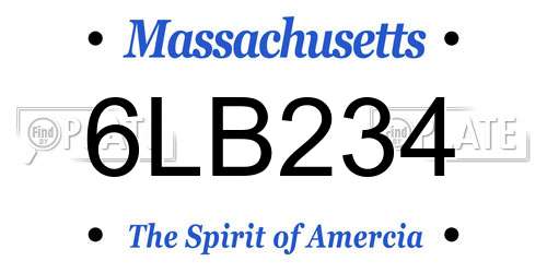 6LB234 Massachusetts License Plate