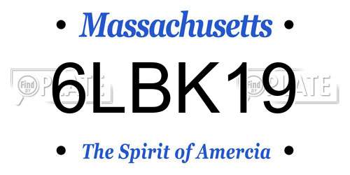 6LBK19 Massachusetts License Plate