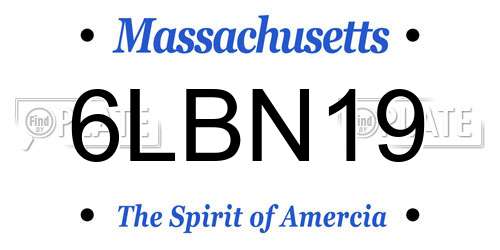 6LBN19 Massachusetts License Plate
