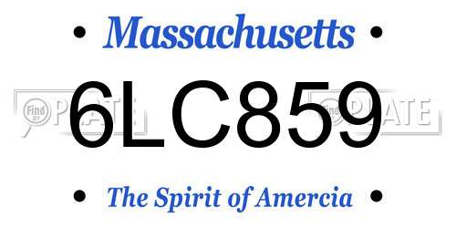 6LC859 Massachusetts License Plate