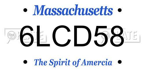 6LCD58 Massachusetts License Plate
