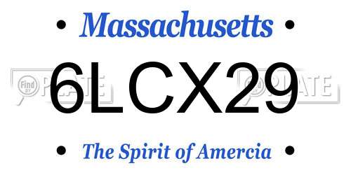 6LCX29 Massachusetts License Plate