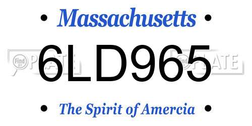 6LD965 Massachusetts License Plate