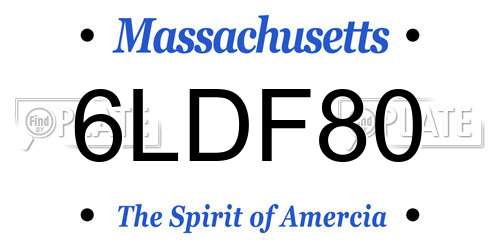 6LDF80 Massachusetts License Plate