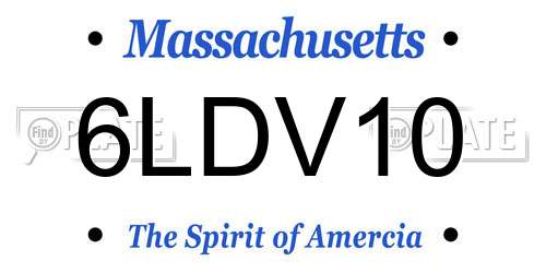 6LDV10 Massachusetts License Plate