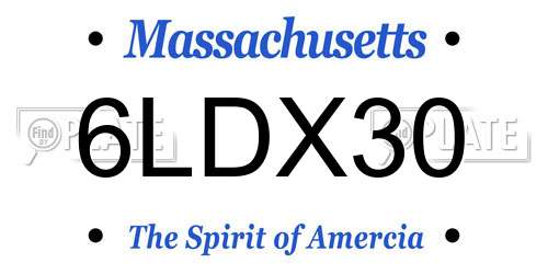 6LDX30 Massachusetts License Plate
