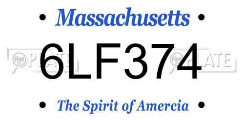 6LF374 Massachusetts License Plate