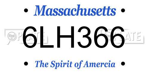 6LH366 Massachusetts License Plate