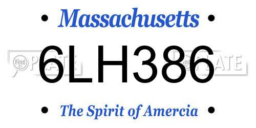 6LH386 Massachusetts License Plate
