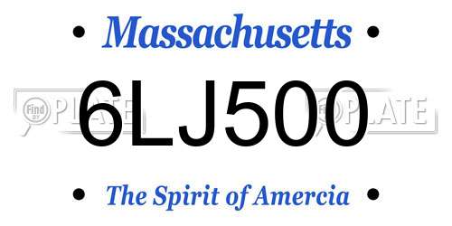 6LJ500 Massachusetts License Plate