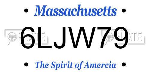 6LJW79 Massachusetts License Plate