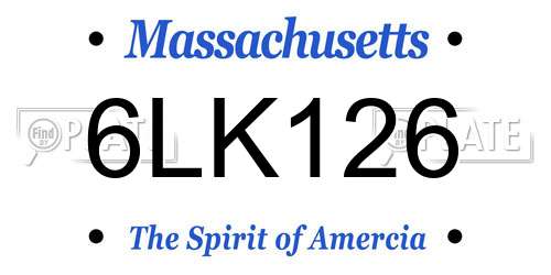 6LK126 Massachusetts License Plate