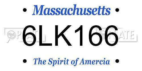 6LK166 Massachusetts License Plate