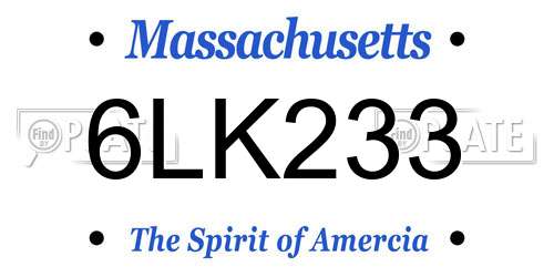 6LK233 Massachusetts License Plate