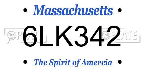6LK342 Massachusetts License Plate