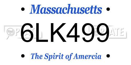 6LK499 Massachusetts License Plate