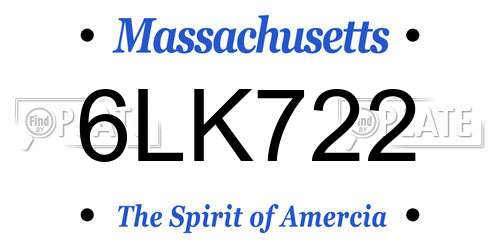 6LK722 Massachusetts License Plate