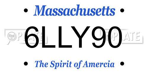 6LLY90 Massachusetts License Plate
