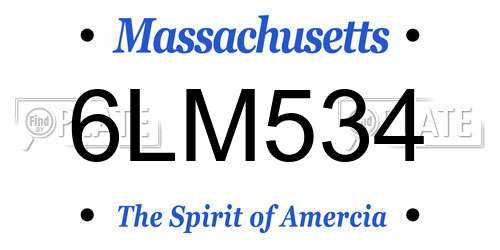 6LM534 Massachusetts License Plate