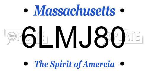 6LMJ80 Massachusetts License Plate