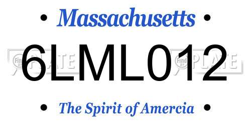 6LML012 Massachusetts License Plate