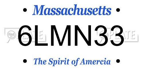 6LMN33 Massachusetts License Plate