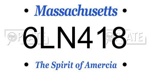 6LN418 Massachusetts License Plate
