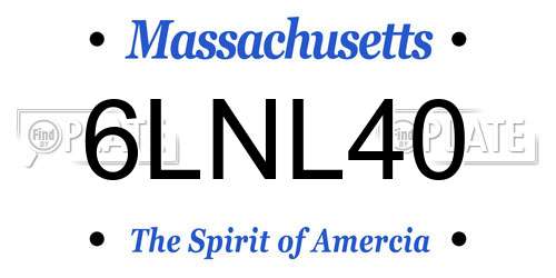 6LNL40 Massachusetts License Plate