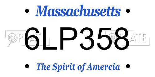 6LP358 Massachusetts License Plate