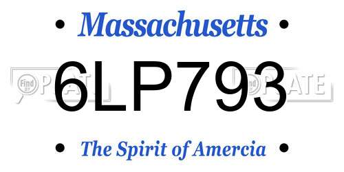 6LP793 Massachusetts License Plate