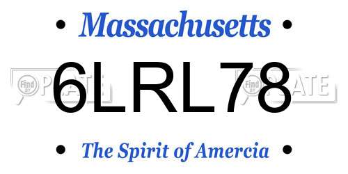 6LRL78 Massachusetts License Plate
