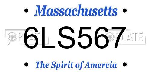 6LS567 Massachusetts License Plate